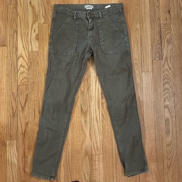 Ba&sh sz 26 skinny jeans moss green ankle C Sally good pre owned thread loose - Picture 1 of 7